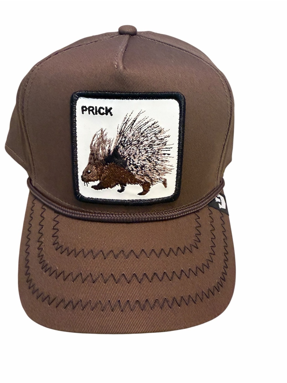 Porcupine Prick Retro Goorin Bros The Farm Brown Trucker Hat NWT